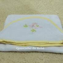 Toalha Banho Dupla c/ Capuz Passarinho Branco/Amarelo 101708