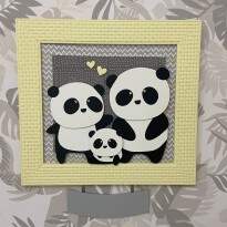 Quadro Porta Maternidade Panda com Nome 35020 Coração de Mãe 