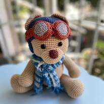 Urso Aviador Grande Amigurumi QDB