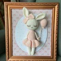 Quadro Amigurumi Coelhinho Balões 58.021 Coração de Mãe