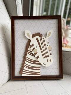 Quadro Bichos Selfie Zebra Coração de Mãe