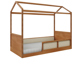 Cama link plus com casinha - palha - madeira