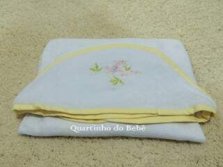 Toalha Banho Dupla c/ Capuz Passarinho Branco/Amarelo 101708