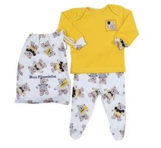 Pijama c Sacolinha Infantil Inverno 18.067 3 Pçs Amarelo