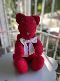 Urso Tricot G Trança Vermelho